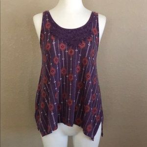 Purple Crochet Aztec Flowy Tank